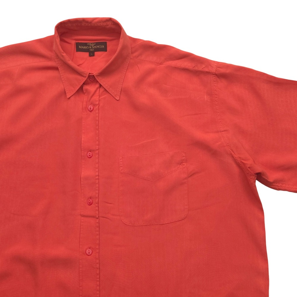 VTG St.‎ Michael Marks & Spencer Silk Button Up Shirt Corral Mens Large